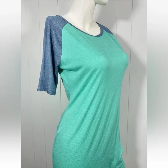 NWT LuLaRoe Julia Raglan Shirt Dress Women's Stretch Knit Midi Crew Neck Sz M - Picture 4 of 11